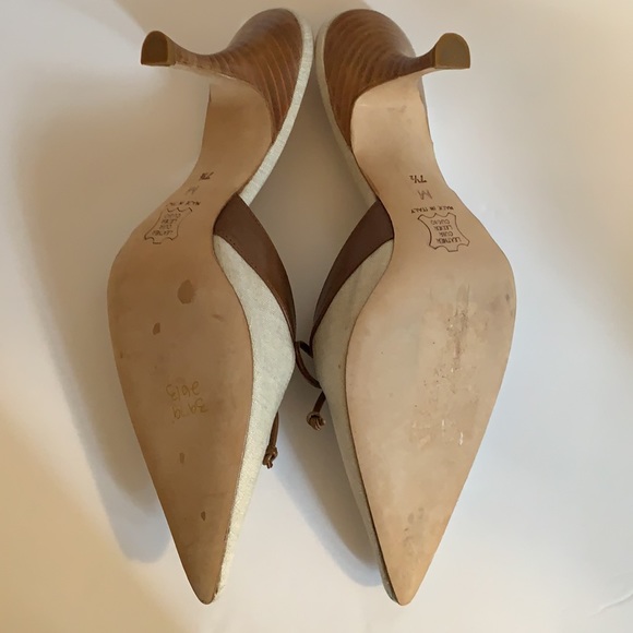 MICHAEL KORS ITALY NATURAL LINEN/LEATHER SZ 7•5 M - Picture 5 of 7